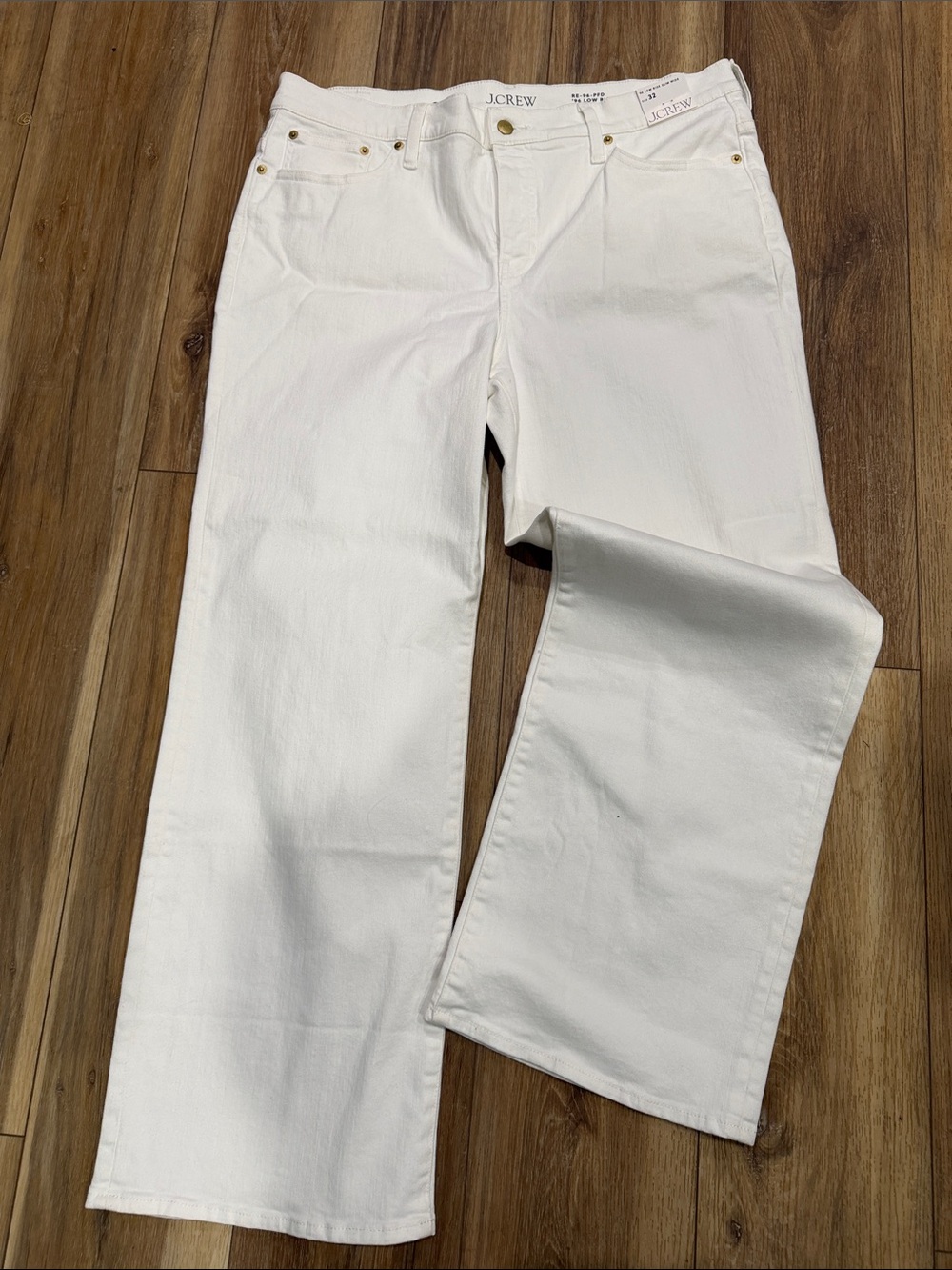 NWT 32 14 J. Crew White Low-Rise Wide-Leg slim Jeans